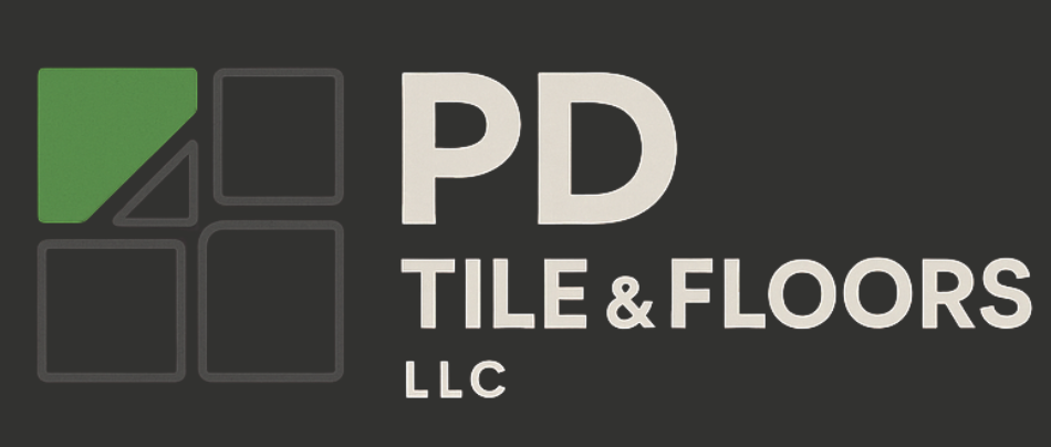 PD Tile & Floors LLC logo with green and gray color scheme